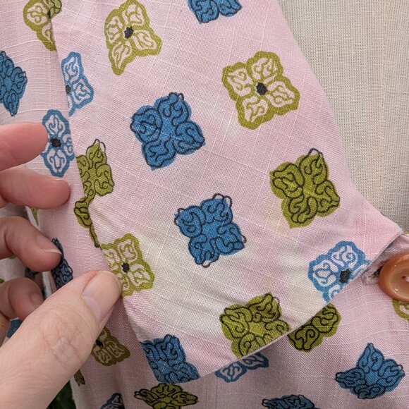 Vintage 1940's Pink Print Day Dress, handmade, AS IS - Picture 8 of 16